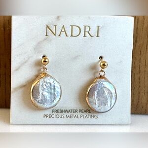 NADRI Freshwater Pearl Gold Plated Drop Earrings NWT